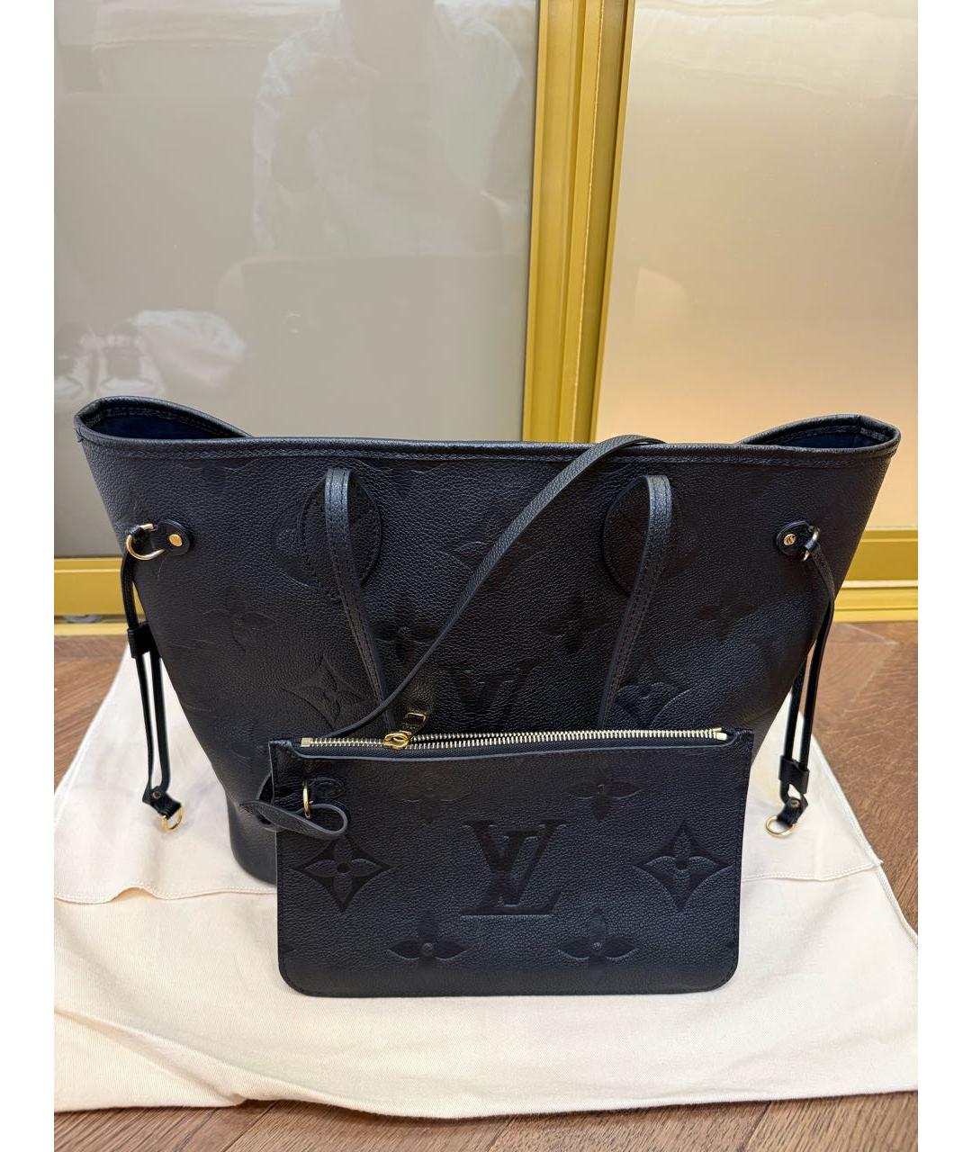 LOUIS VUITTON Черная кожаная сумка тоут, фото 2
