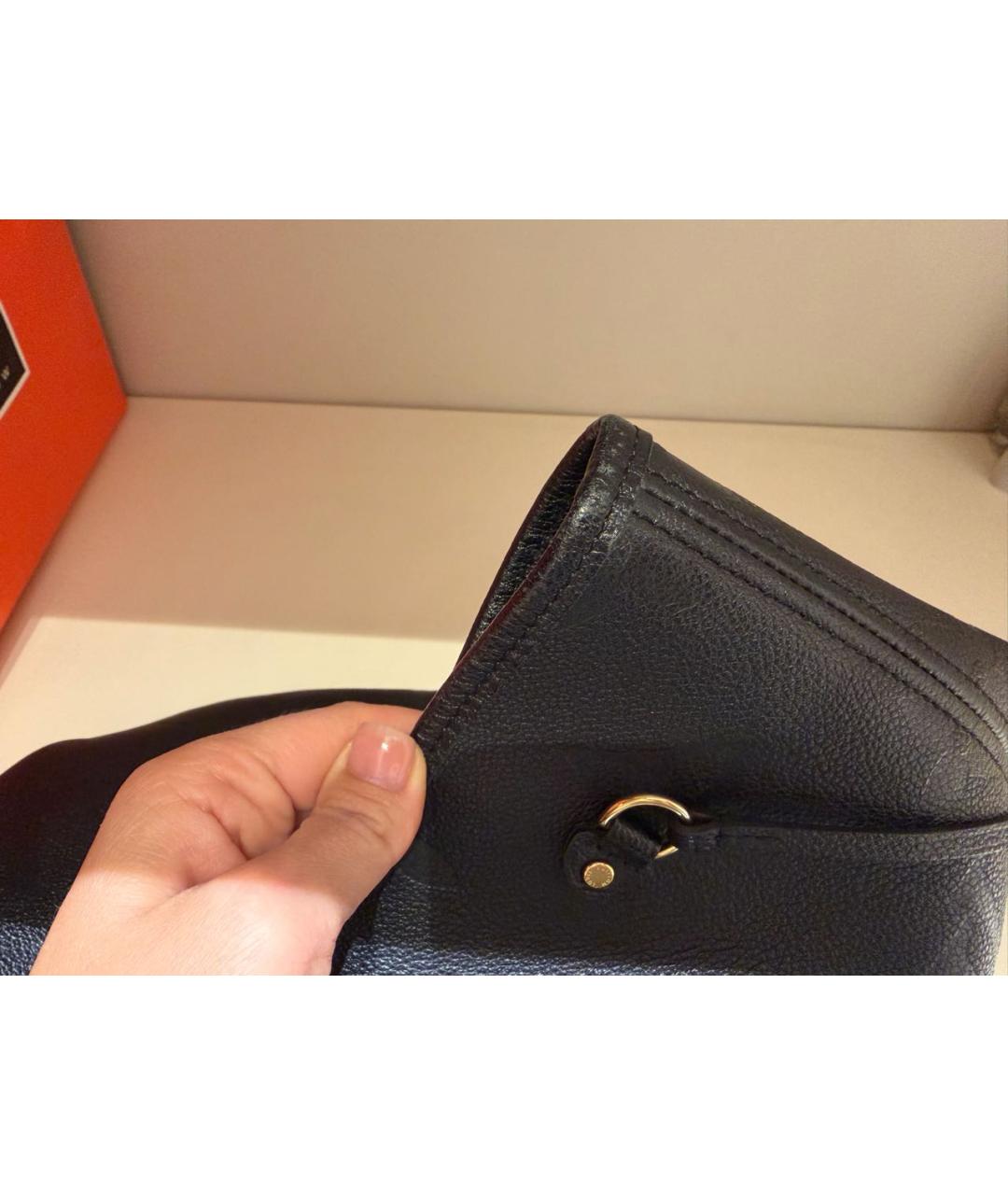 LOUIS VUITTON Черная кожаная сумка тоут, фото 7