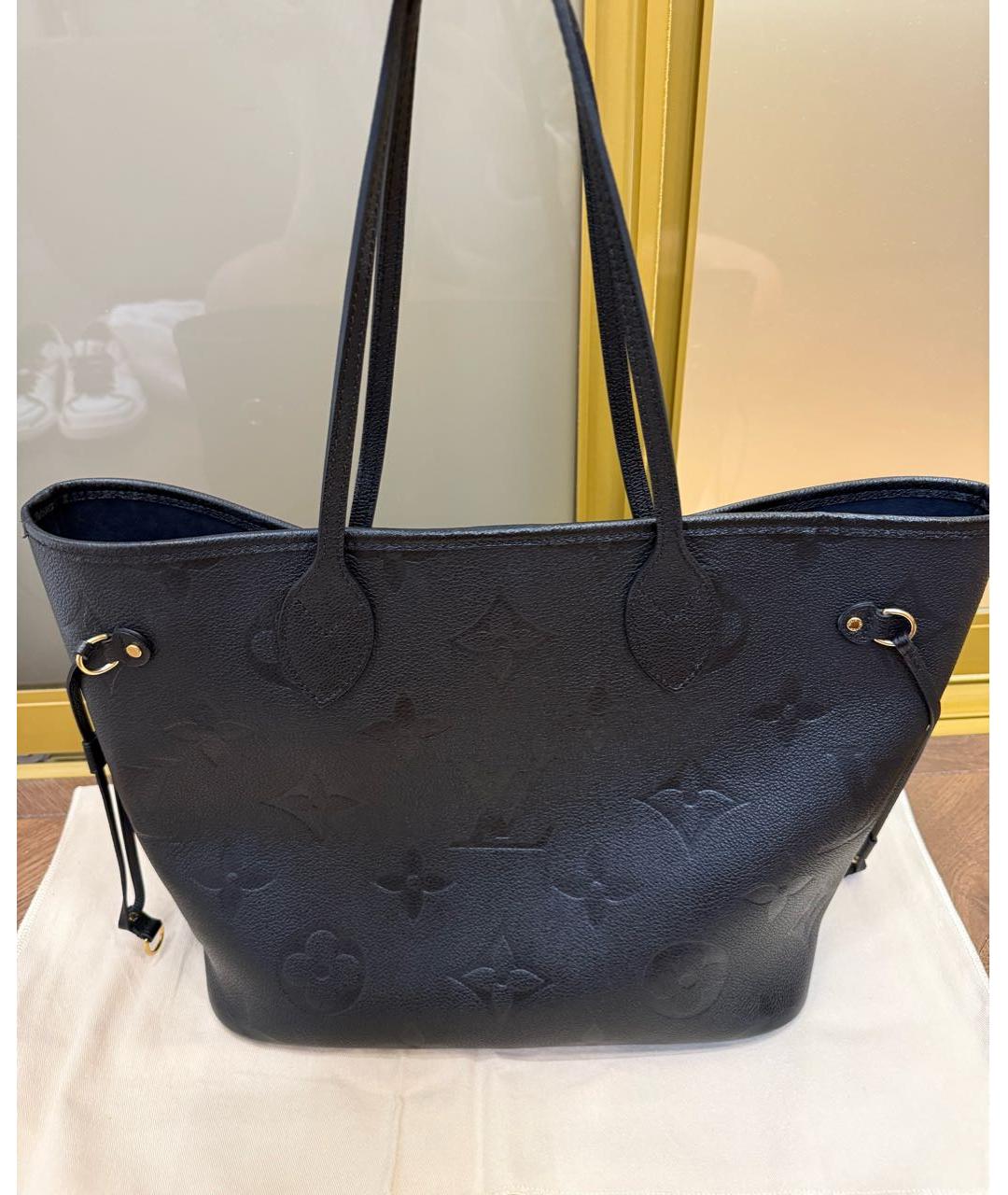 LOUIS VUITTON Черная кожаная сумка тоут, фото 5
