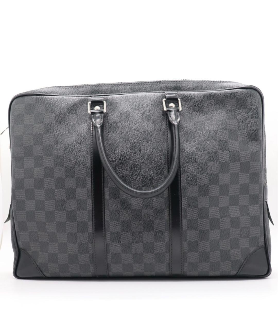 LOUIS VUITTON Черная кожаная сумка тоут, фото 3