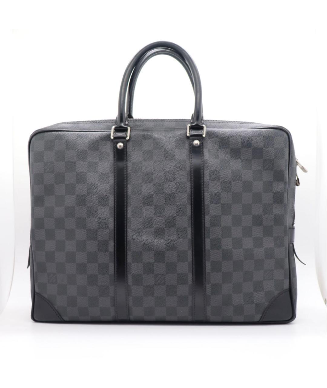 LOUIS VUITTON Черная кожаная сумка тоут, фото 9