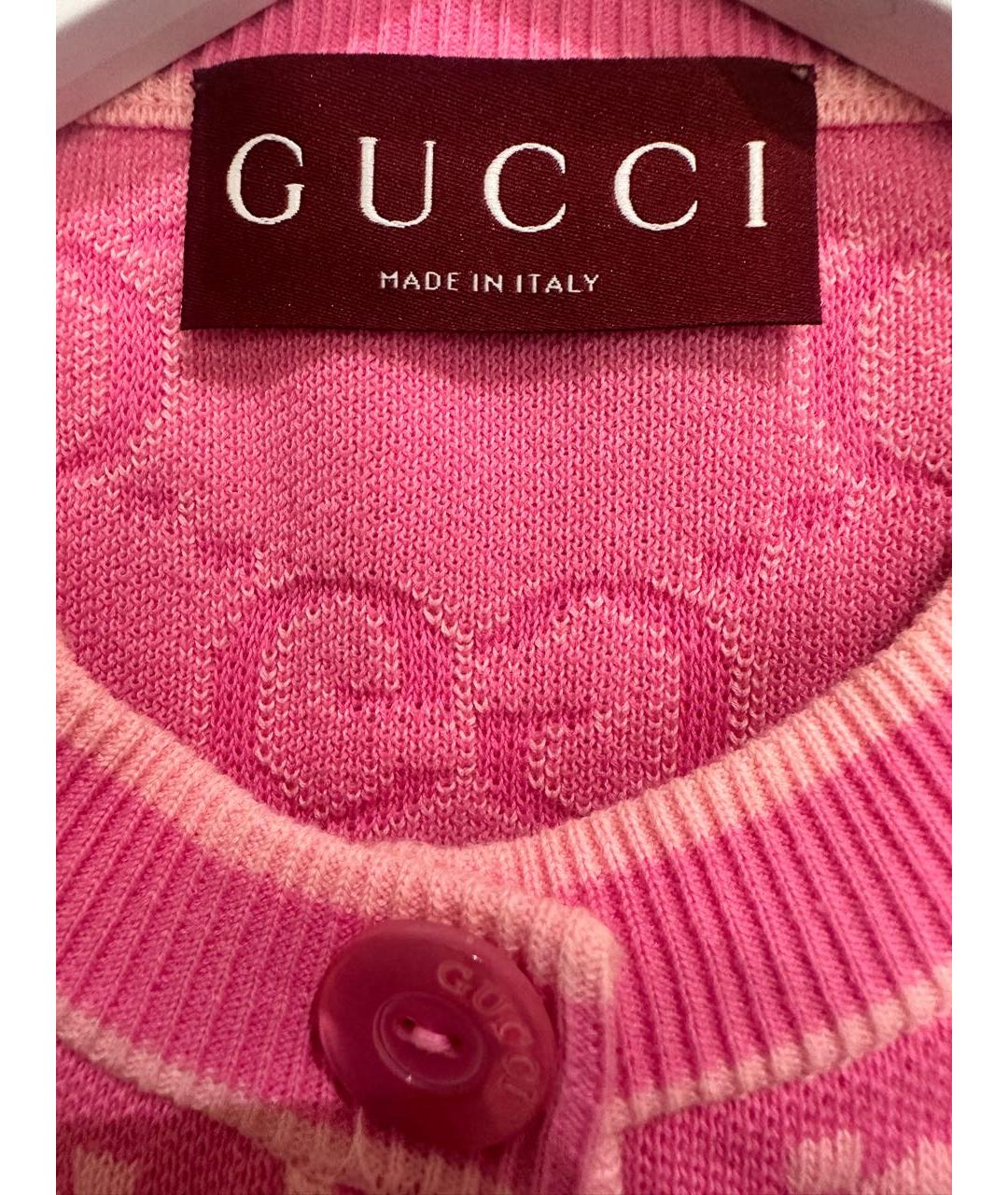 GUCCI Розовый хлопковый кардиган, фото 4