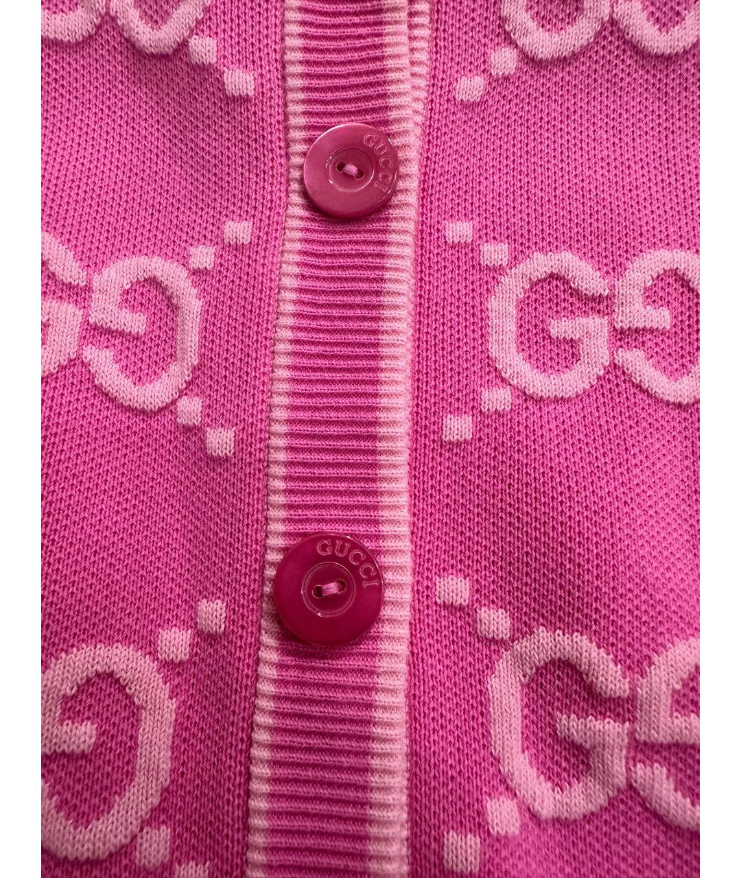GUCCI Розовый хлопковый кардиган, фото 5