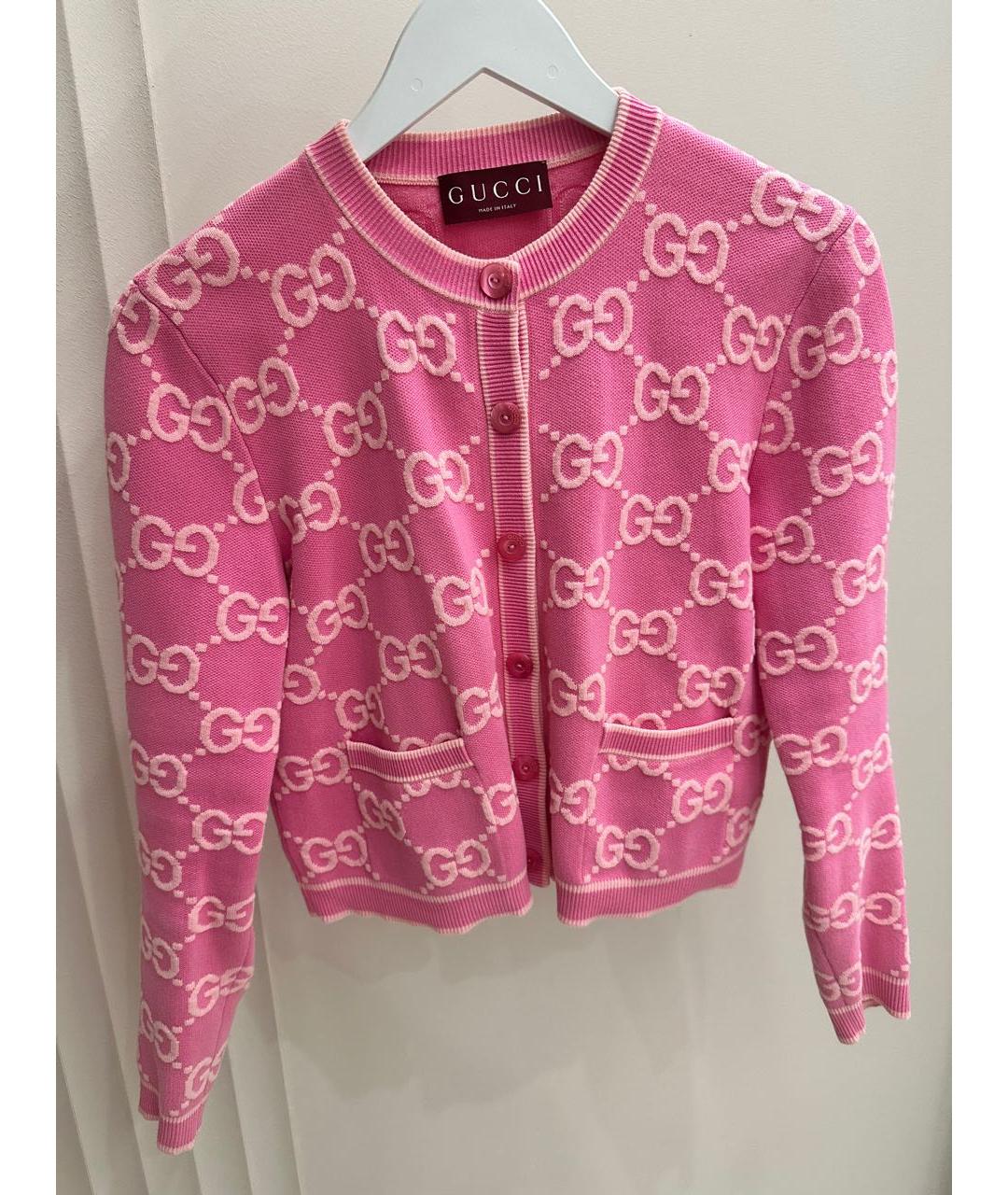 GUCCI Розовый хлопковый кардиган, фото 9