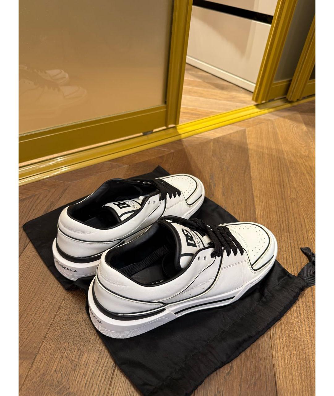 DOLCE&GABBANA Белые кожаные кеды, фото 4