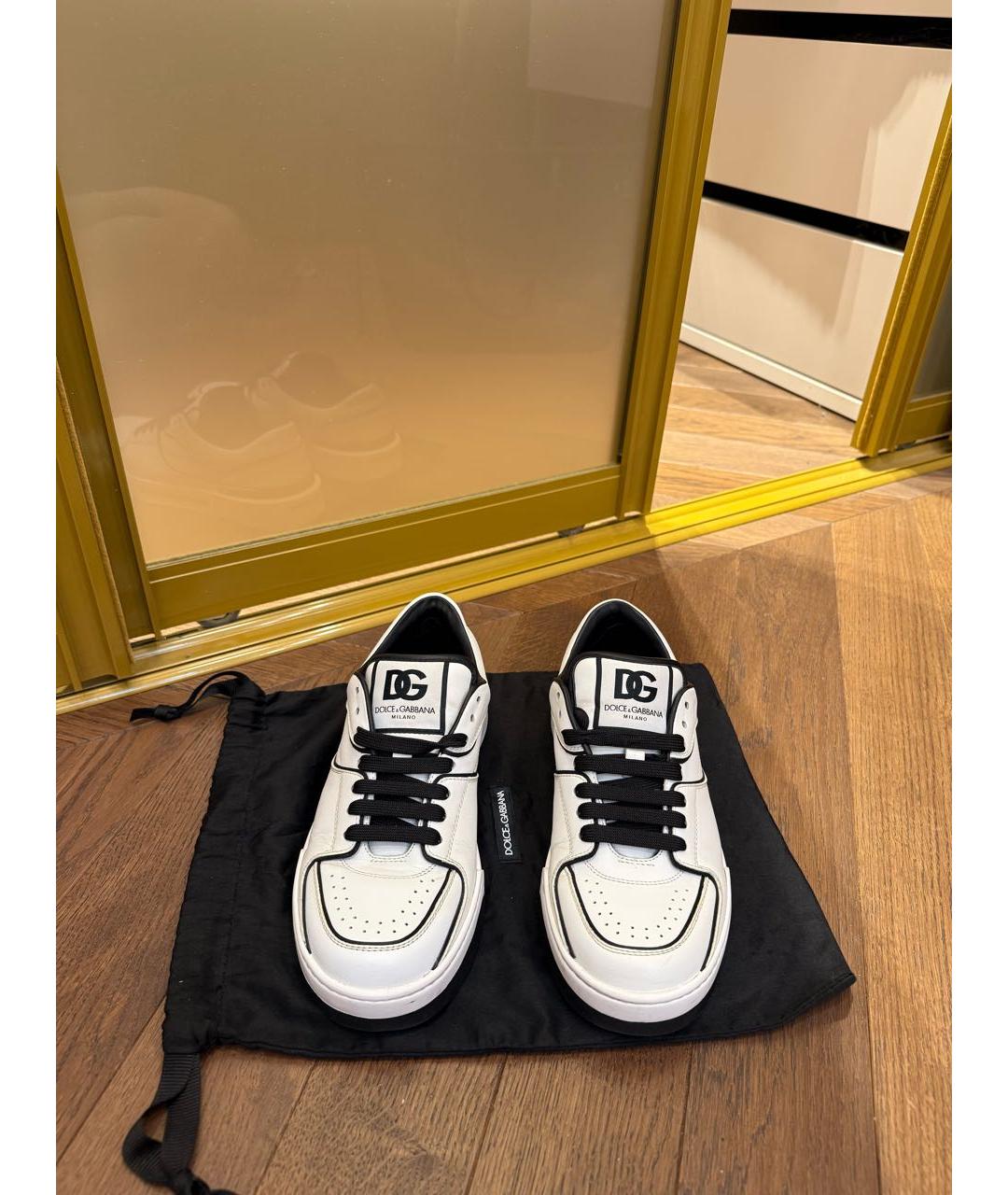 DOLCE&GABBANA Белые кожаные кеды, фото 2