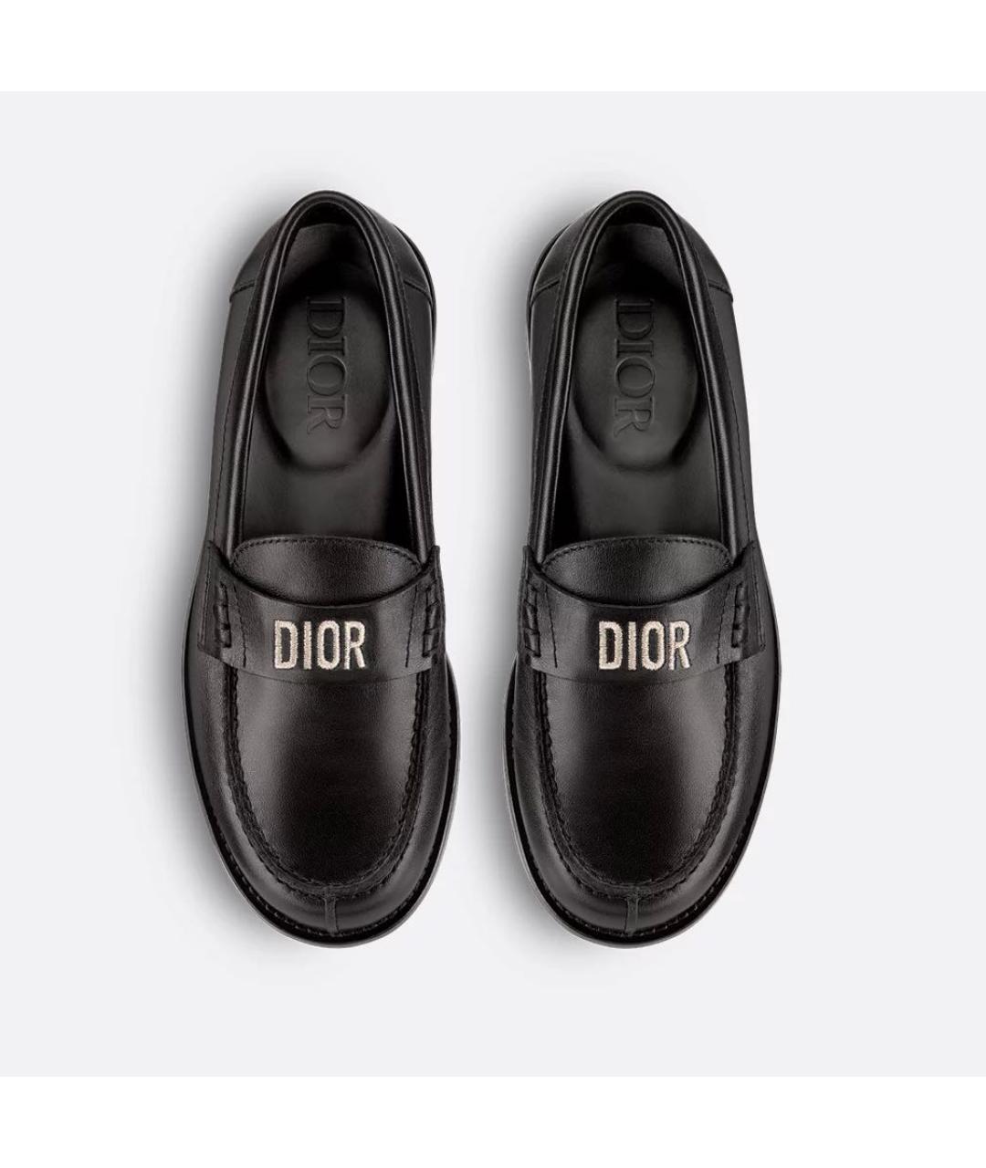 CHRISTIAN DIOR Черные кожаные лоферы и мокасины, фото 3