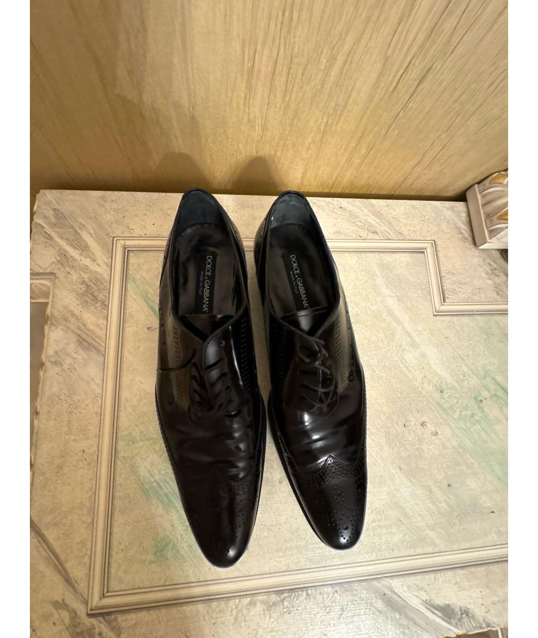 DOLCE&GABBANA Черные кожаные туфли, фото 2