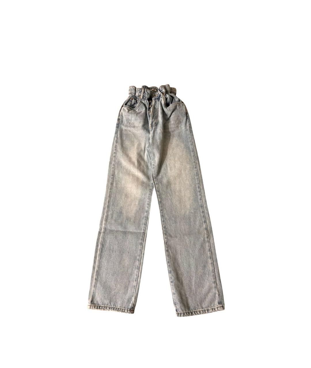 MIU MIU Голубые хлопковые прямые джинсы, фото 1