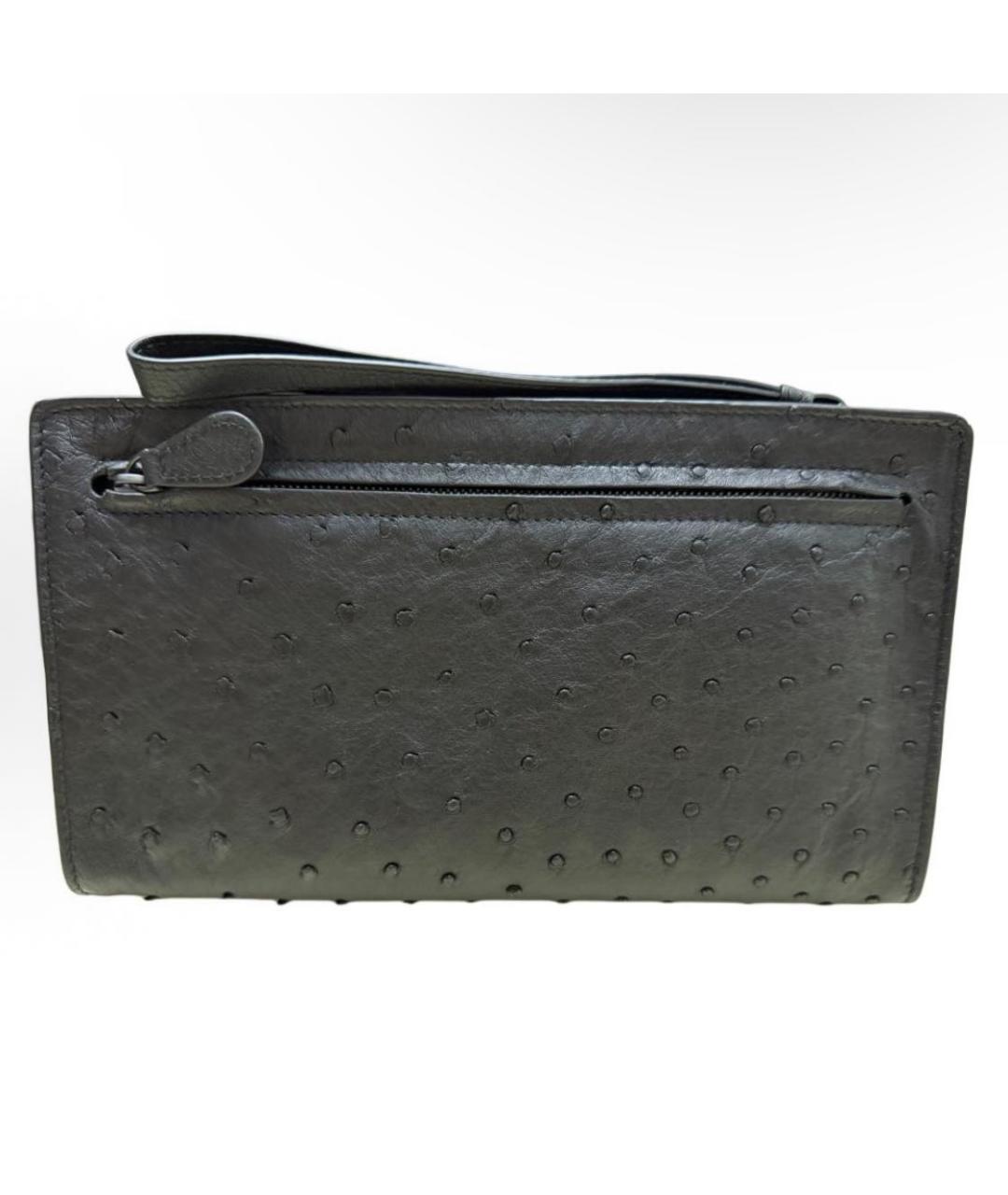 BOTTEGA VENETA Антрацитовая кожаная барсетка, фото 2