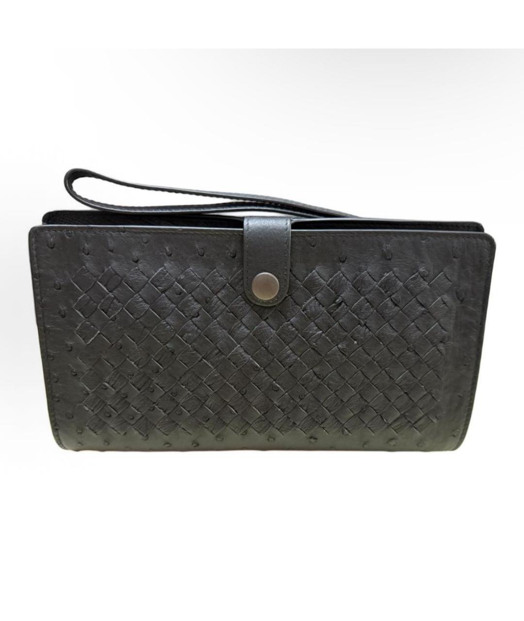 BOTTEGA VENETA Антрацитовая кожаная барсетка, фото 6