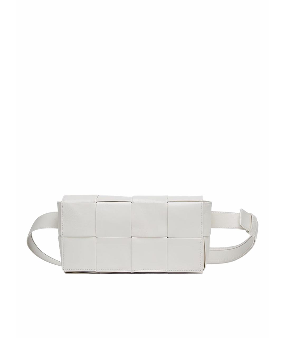 BOTTEGA VENETA Белая кожаная поясная сумка, фото 1