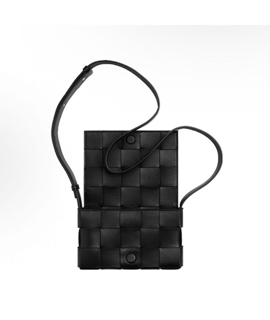 BOTTEGA VENETA Черная кожаная сумка через плечо, фото 4