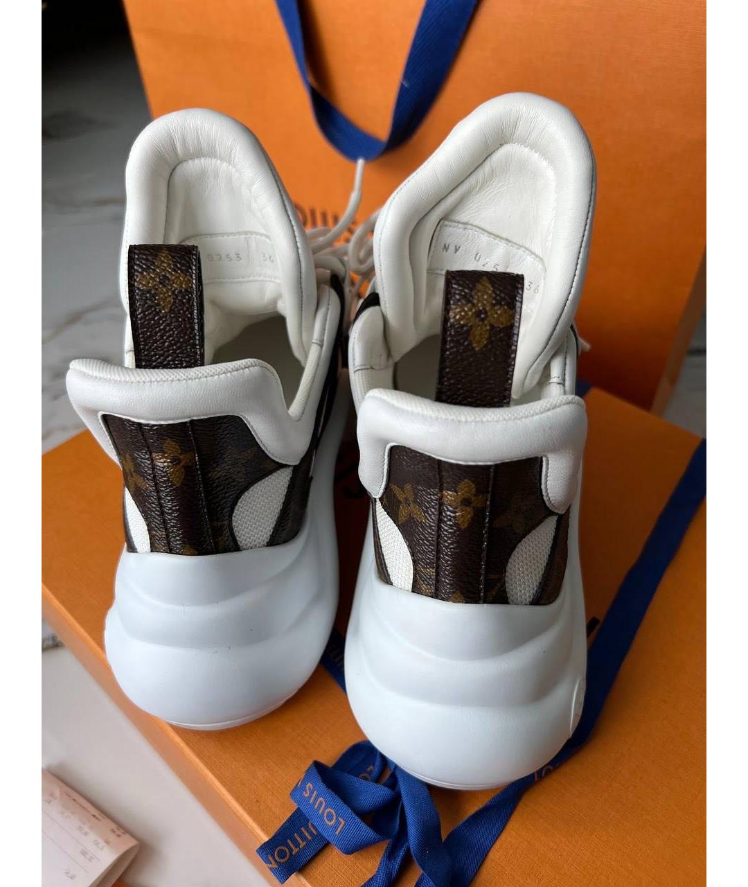 LOUIS VUITTON Белые кожаные кроссовки, фото 4