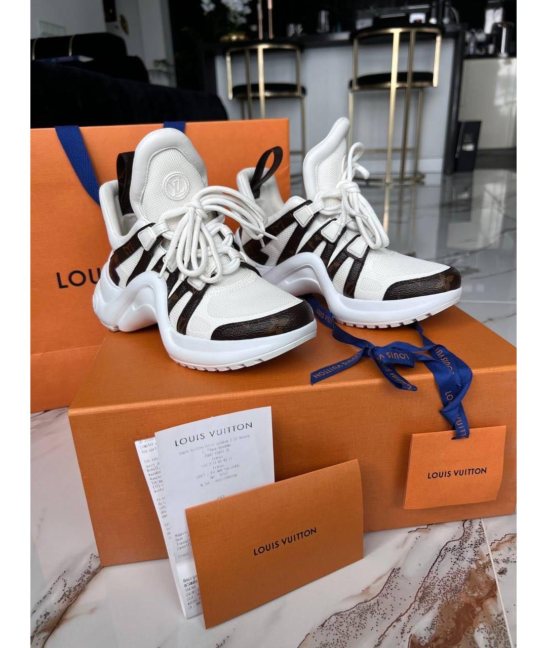 LOUIS VUITTON Белые кожаные кроссовки, фото 8