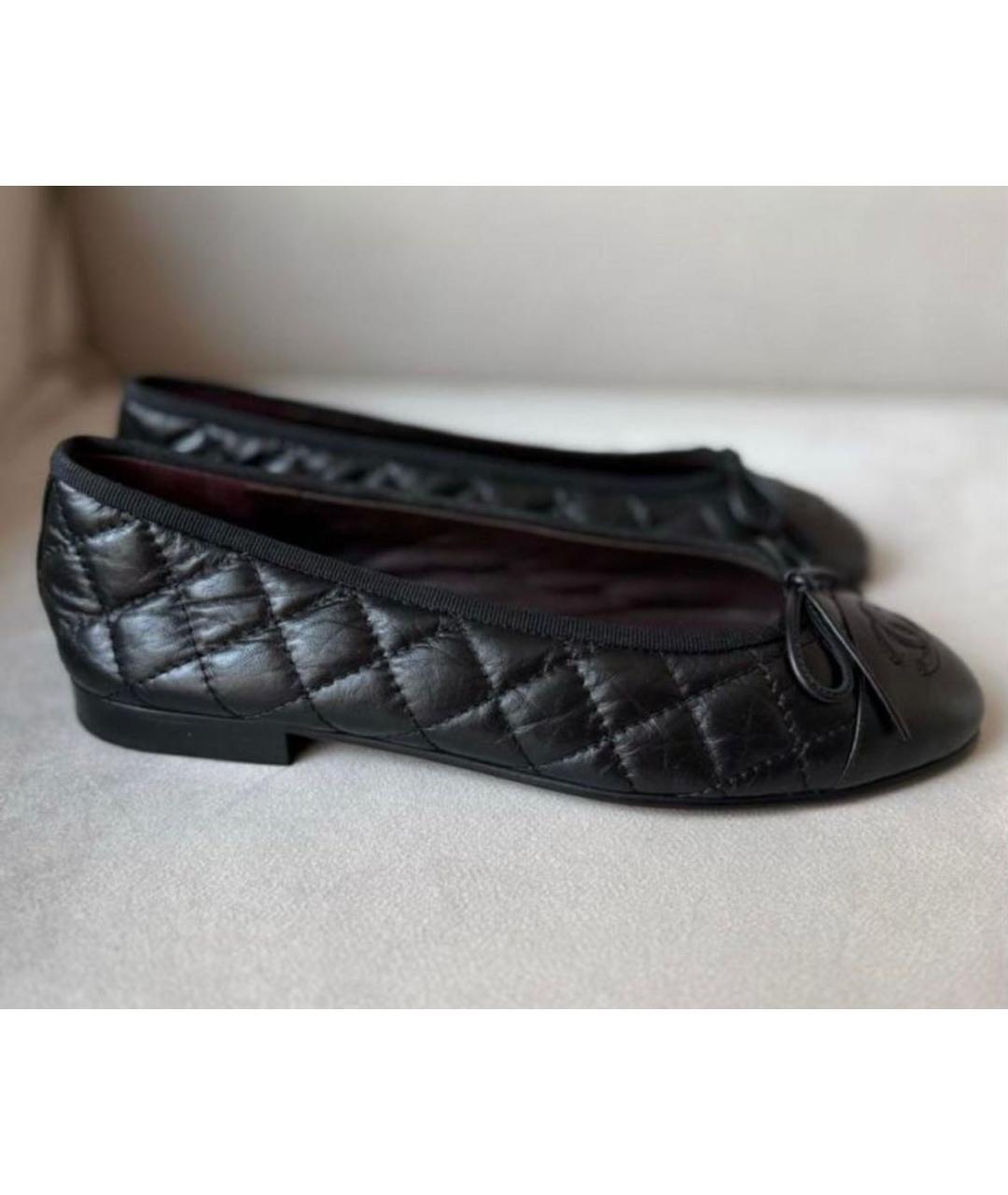 CHANEL Черные кожаные балетки, фото 6