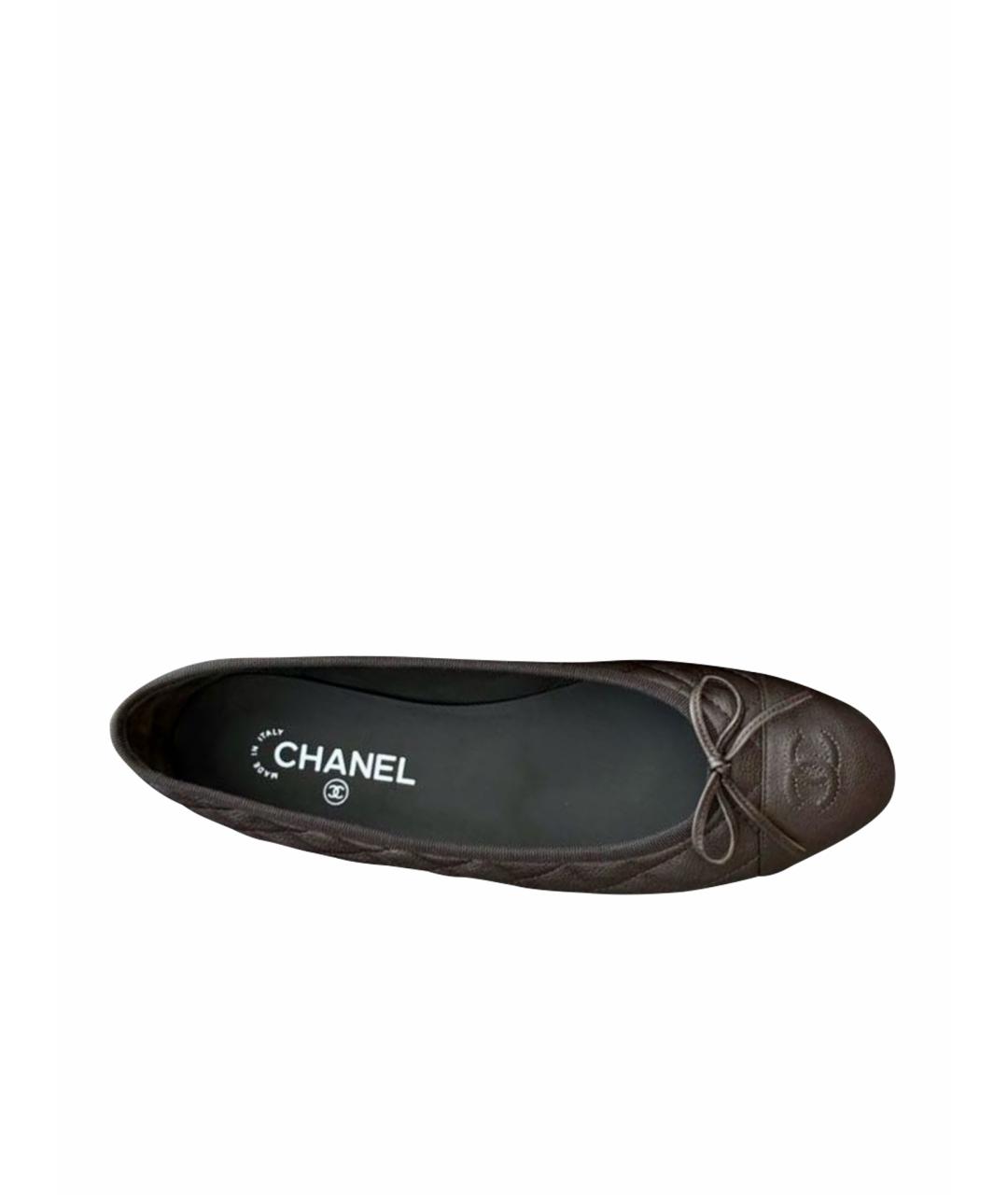CHANEL Коричневые кожаные балетки, фото 8
