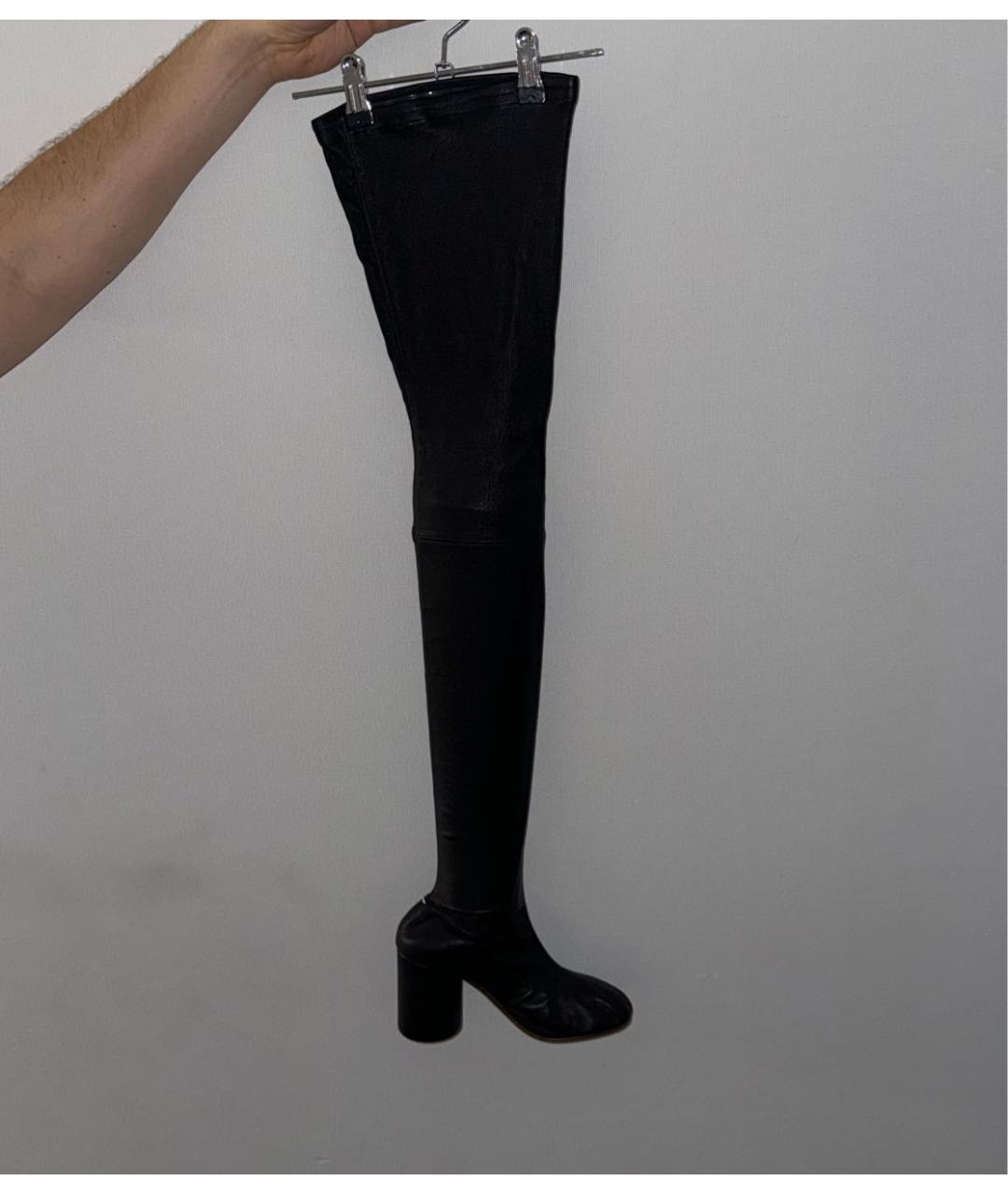 MAISON MARGIELA Черные кожаные ботфорты, фото 2