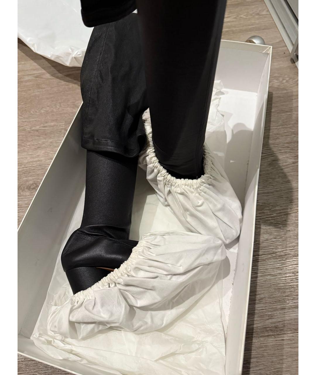 MAISON MARGIELA Черные кожаные ботфорты, фото 6