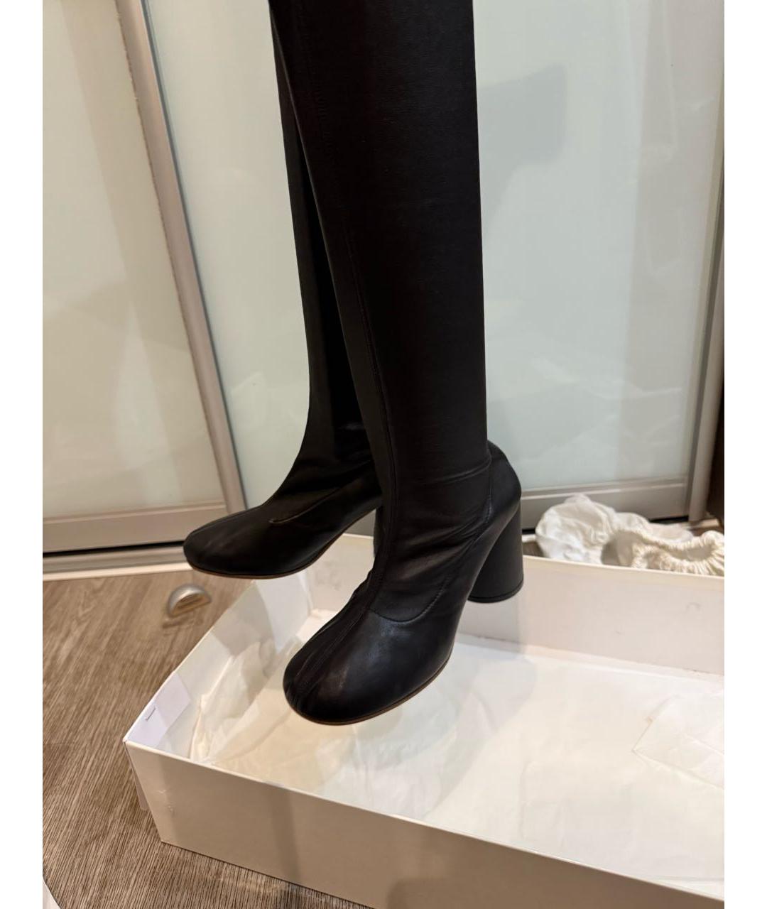MAISON MARGIELA Черные кожаные ботфорты, фото 5