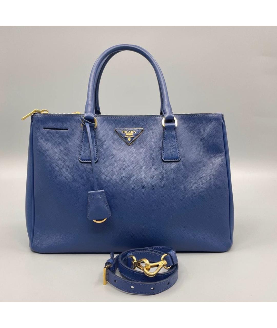 PRADA Синяя кожаная сумка тоут, фото 7