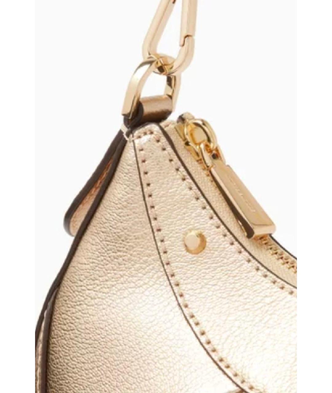MICHAEL KORS Золотая кожаная сумка через плечо, фото 3