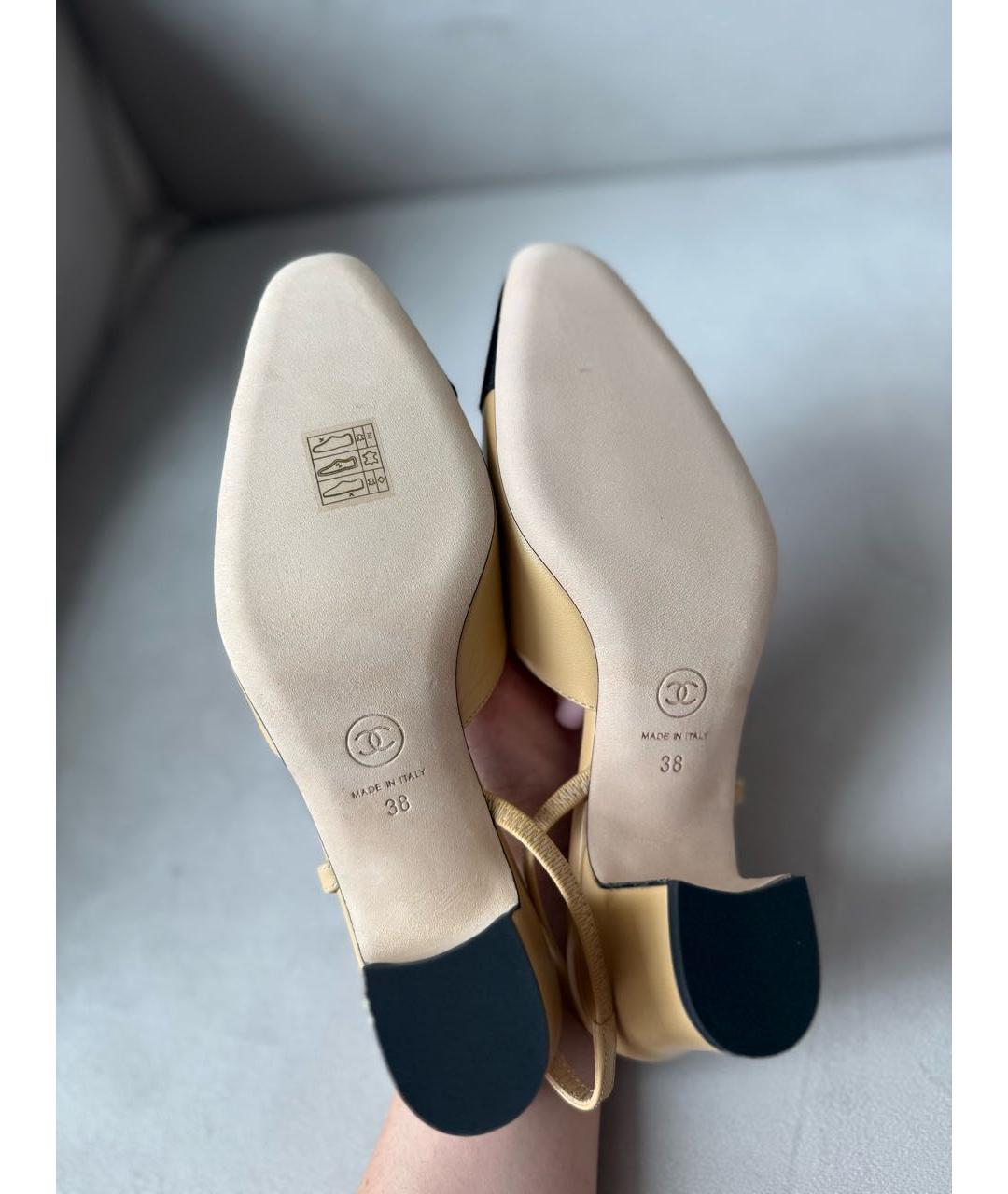 CHANEL Бежевые кожаные туфли, фото 5