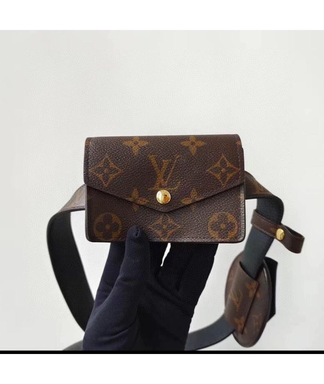 LOUIS VUITTON Коричневая кожаная поясная сумка, фото 2