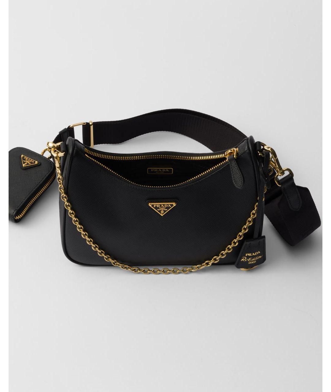 PRADA Черная кожаная сумка через плечо, фото 4