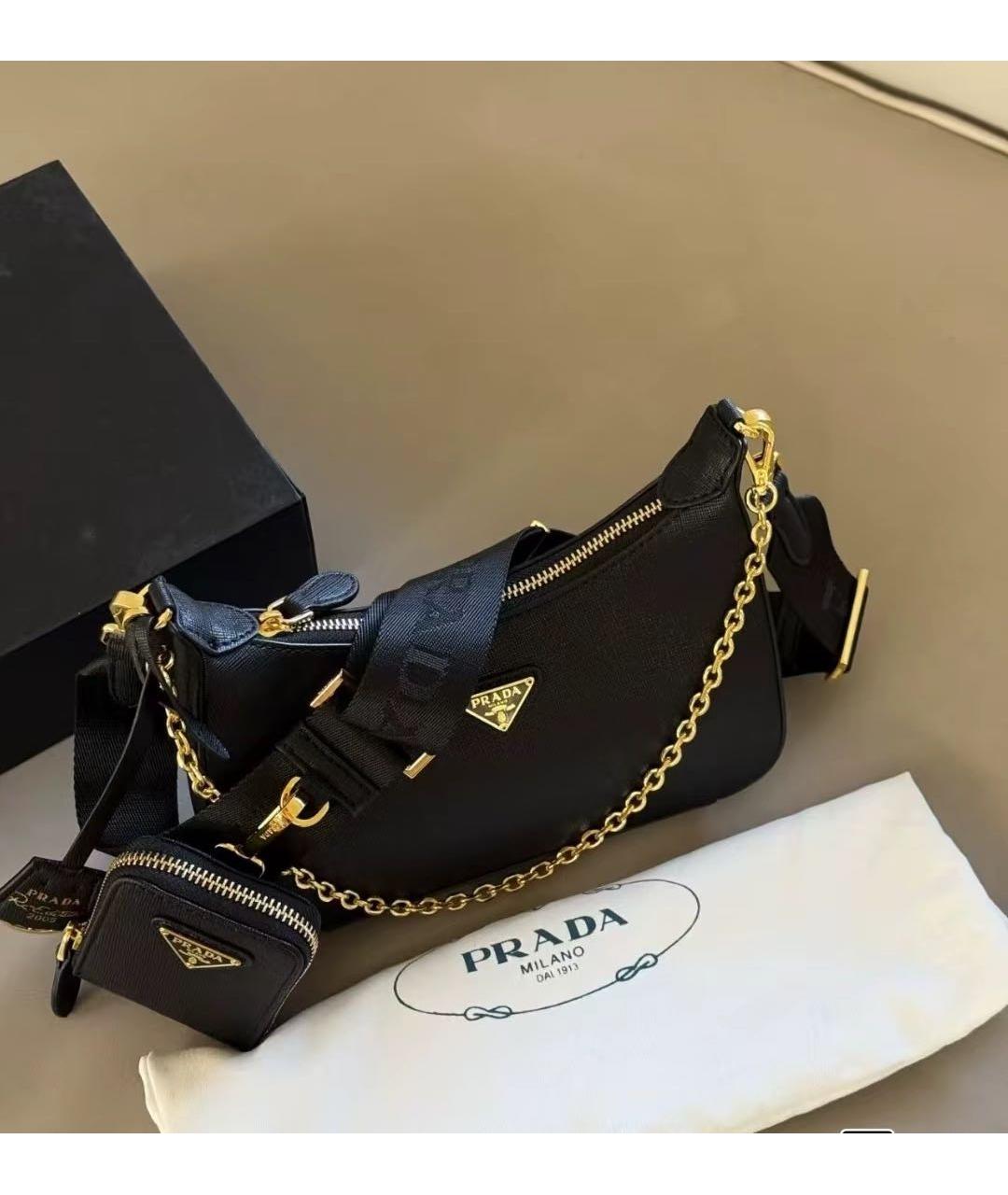 PRADA Черная кожаная сумка через плечо, фото 2