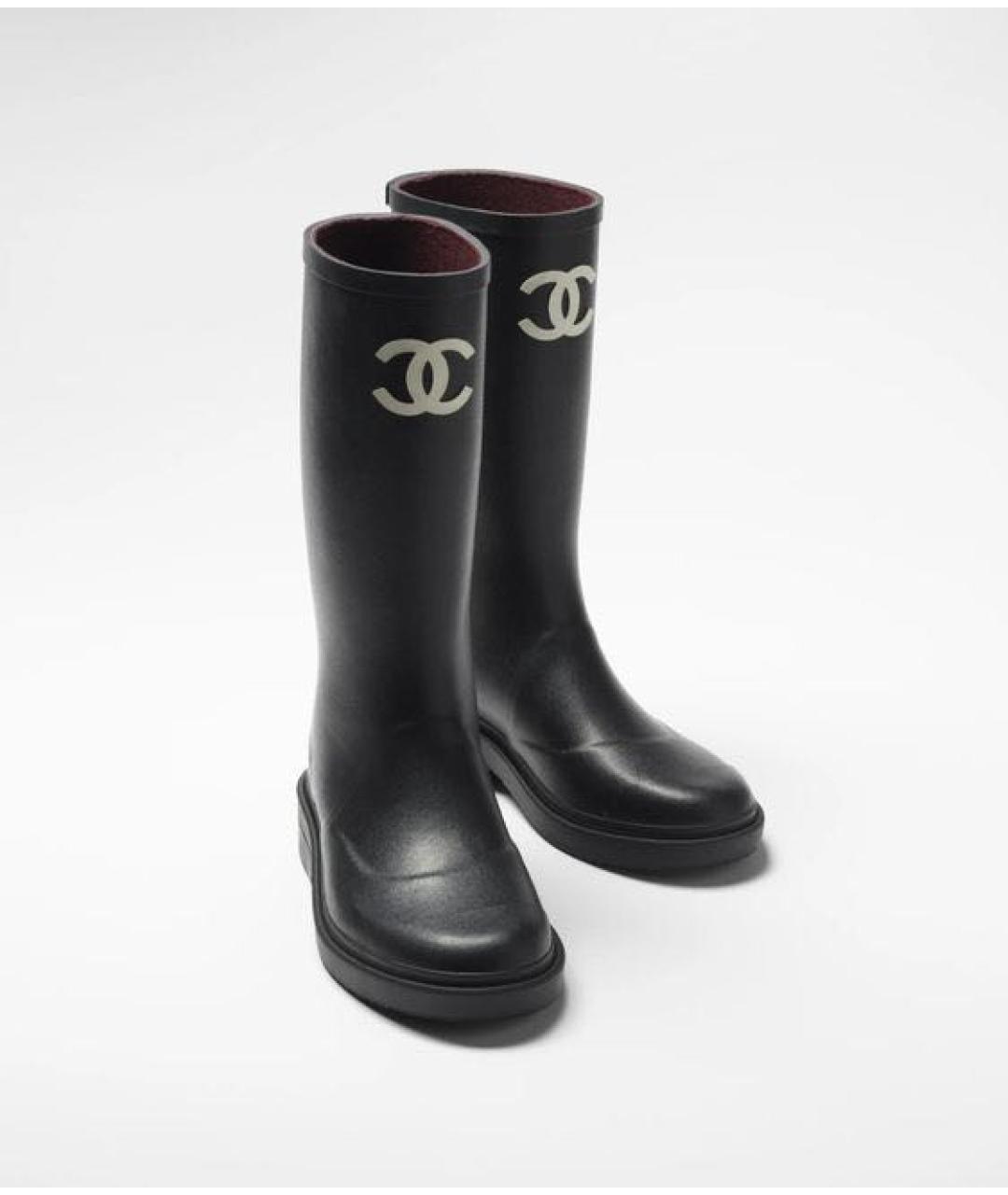 CHANEL Черные резиновые сапоги, фото 2
