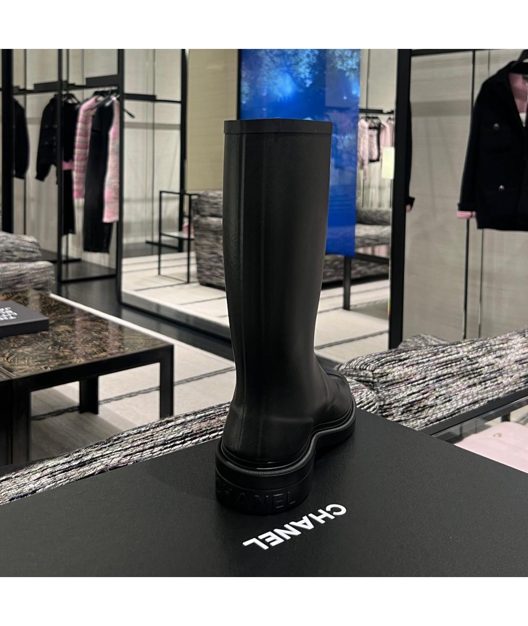 CHANEL Черные резиновые сапоги, фото 4