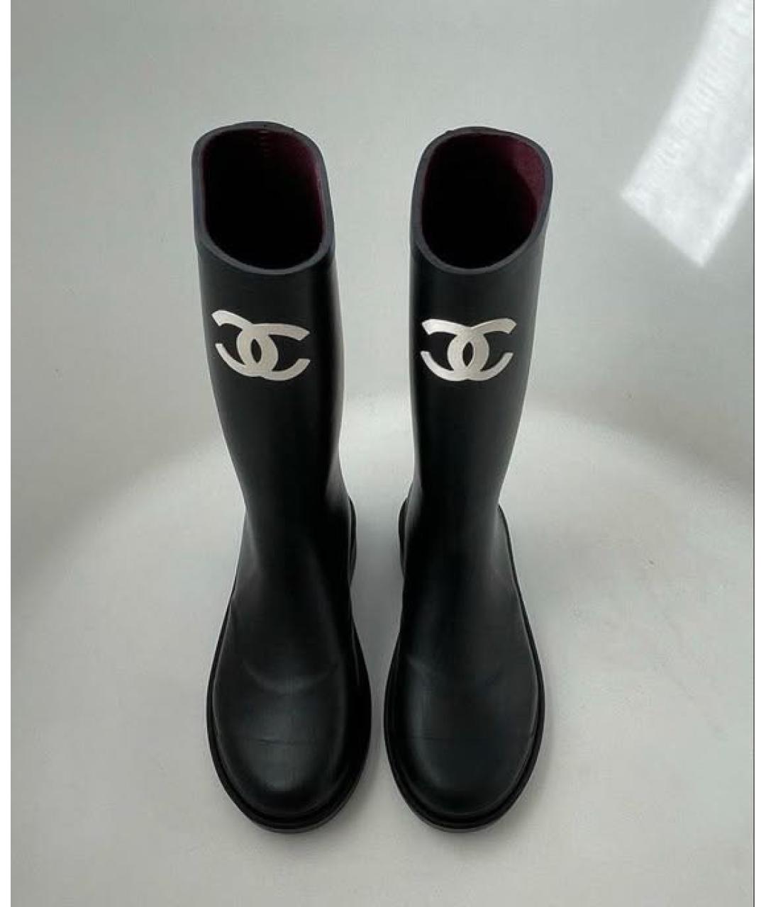 CHANEL Черные резиновые сапоги, фото 3
