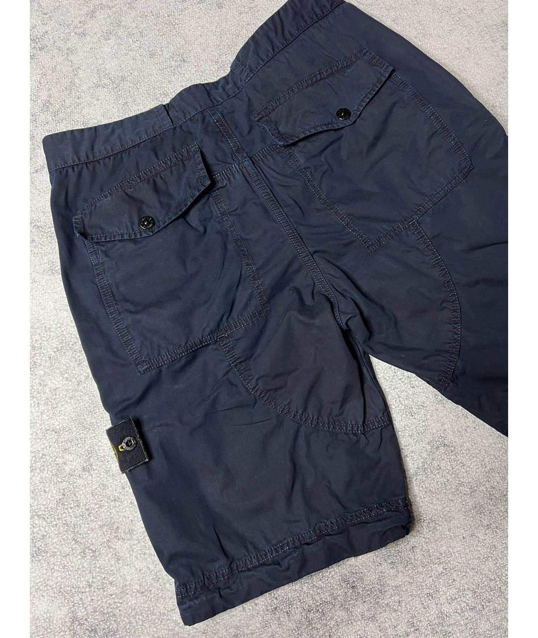 STONE ISLAND Темно-синие хлопковые шорты, фото 5