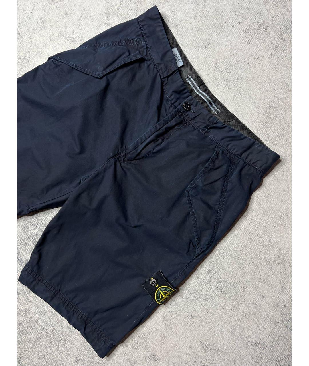 STONE ISLAND Темно-синие хлопковые шорты, фото 2