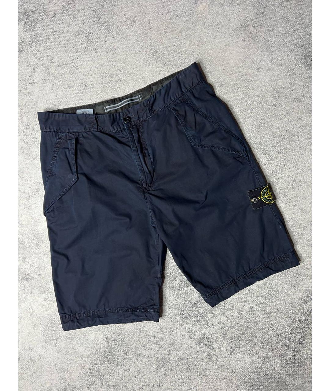 STONE ISLAND Темно-синие хлопковые шорты, фото 9