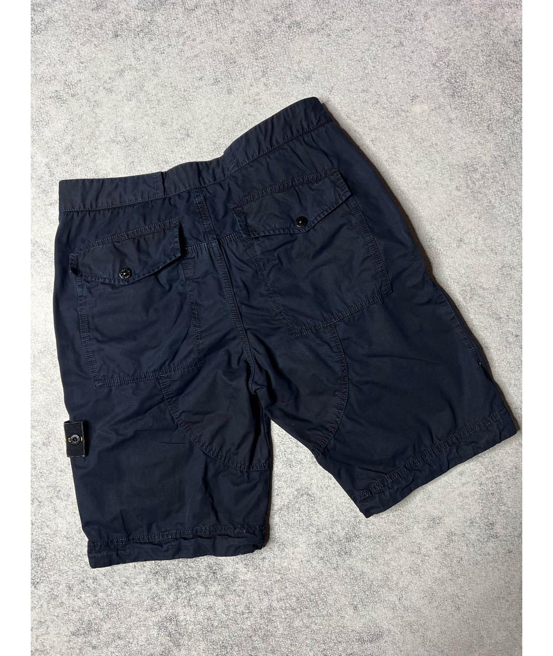 STONE ISLAND Темно-синие хлопковые шорты, фото 4