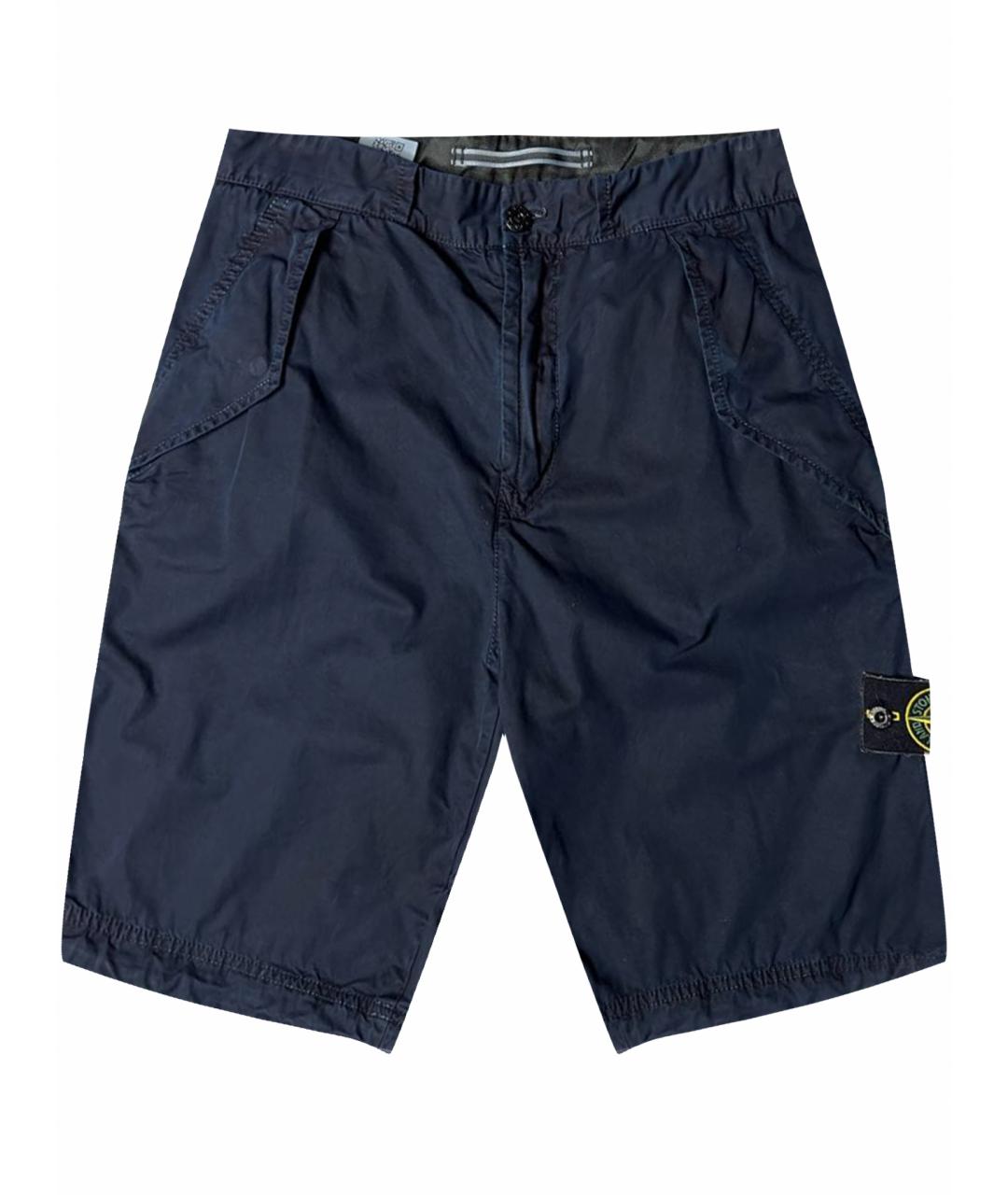 STONE ISLAND Темно-синие хлопковые шорты, фото 1