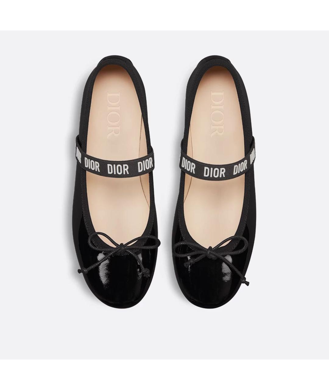 CHRISTIAN DIOR Черные кожаные балетки, фото 3