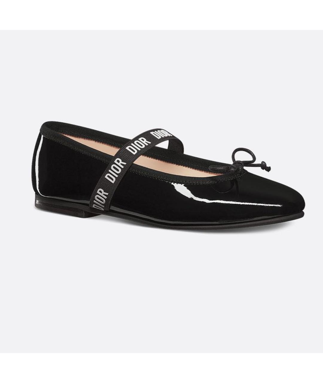 CHRISTIAN DIOR Черные кожаные балетки, фото 2