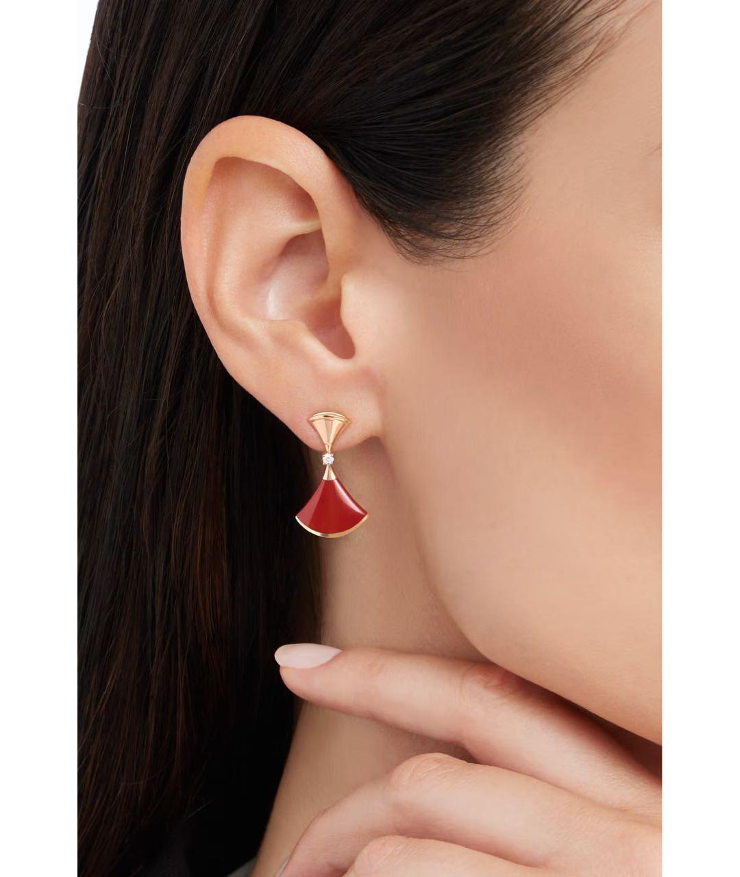 BVLGARI Красные серьги из розового золота, фото 3