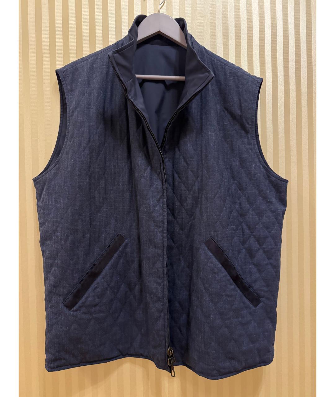 LORO PIANA Темно-синий полиамидовый жилет, фото 7