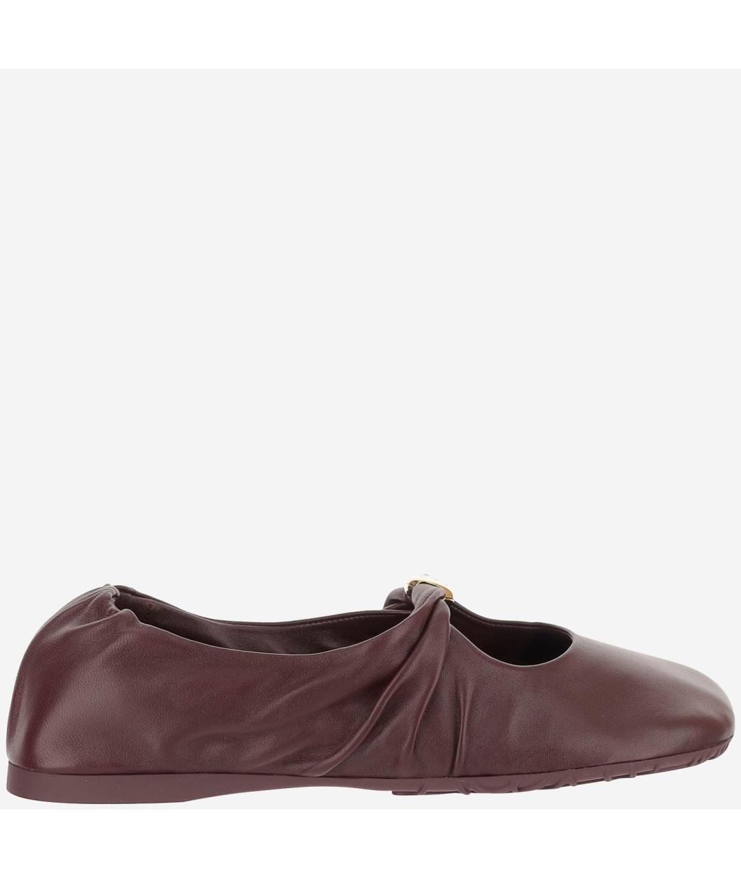 LOEWE Бордовые кожаные балетки, фото 6