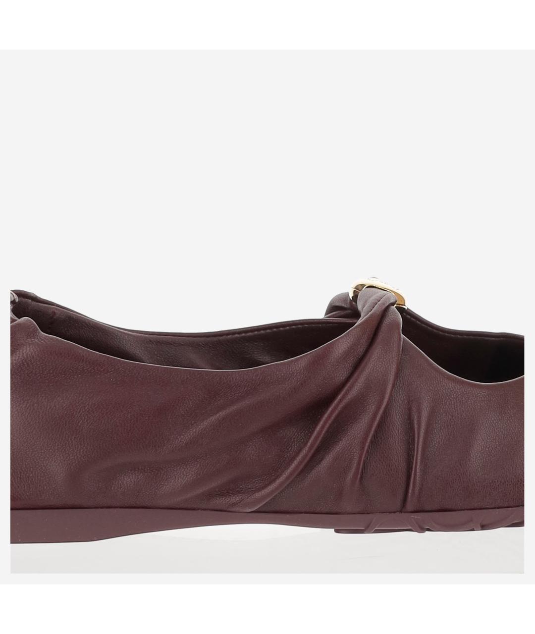 LOEWE Бордовые кожаные балетки, фото 5