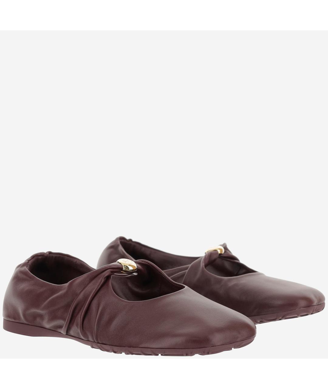 LOEWE Бордовые кожаные балетки, фото 3