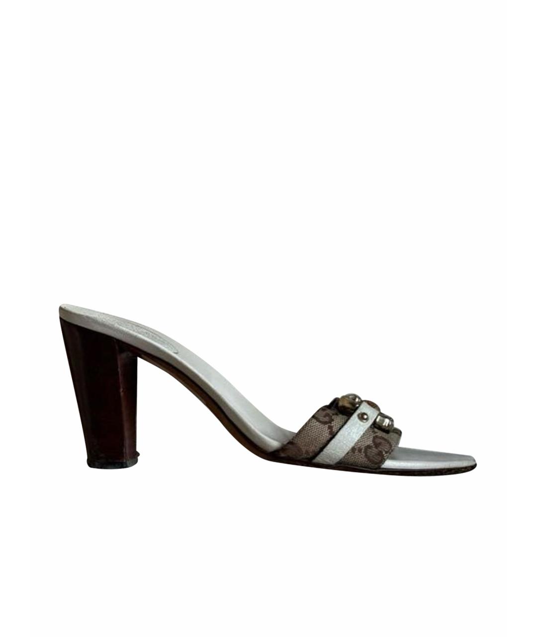 GUCCI Бежевые текстильные мюли, фото 1