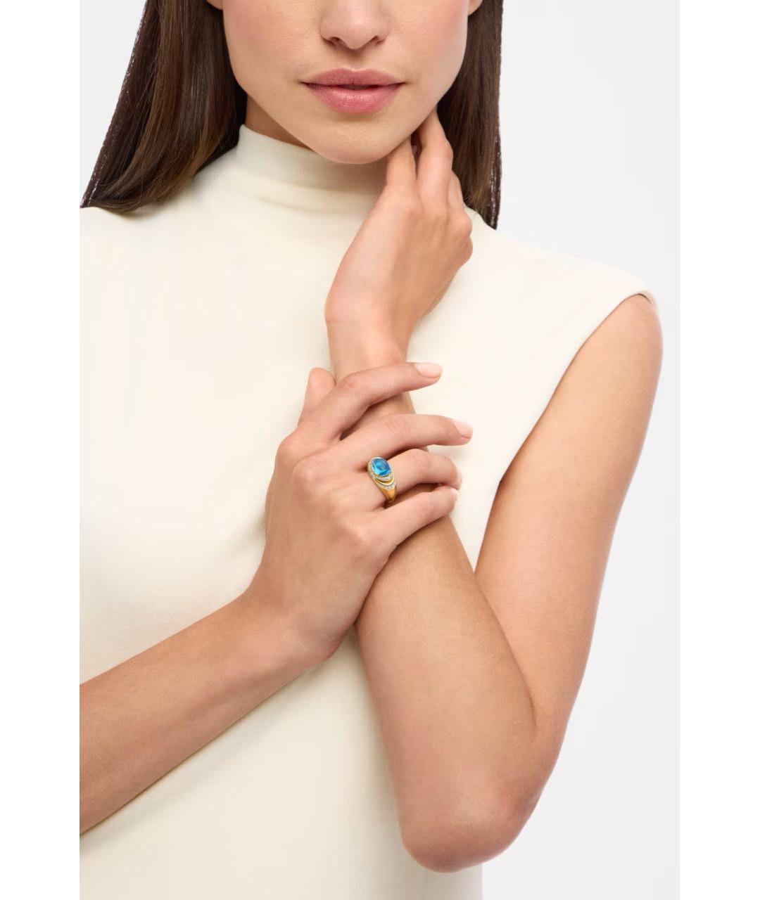 BVLGARI Голубое кольцо из желтого золота, фото 5