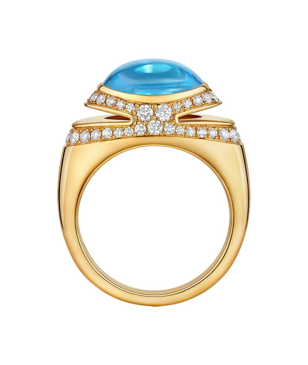 BVLGARI Голубое кольцо из желтого золота, фото 4