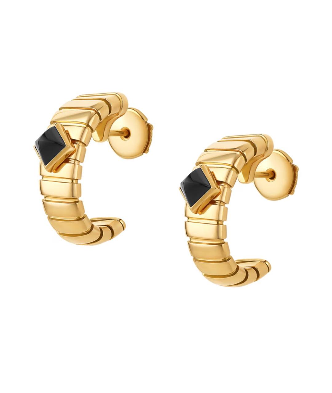 BVLGARI Черные серьги из желтого золота, фото 2