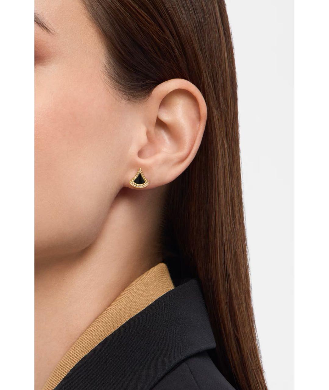 BVLGARI Черные серьги из желтого золота, фото 4